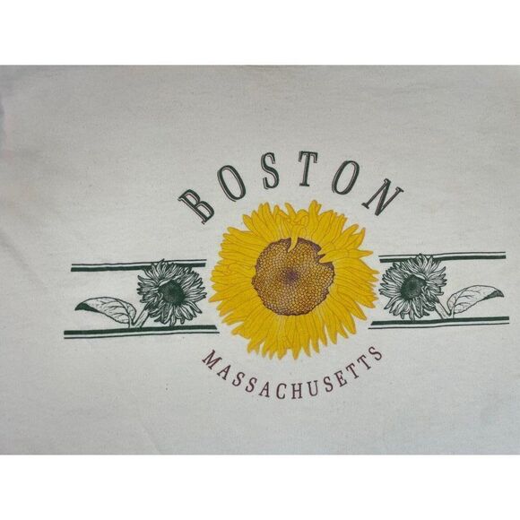 VINTAGE Boston Massachusetts Daisy SunFlower Graphic T-shirt Men Large 90s - Picture 2 of 10